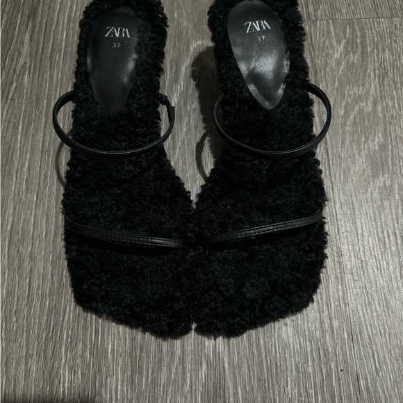 Zara Faux Fur Wedge Sandals - Picture 5 of 6